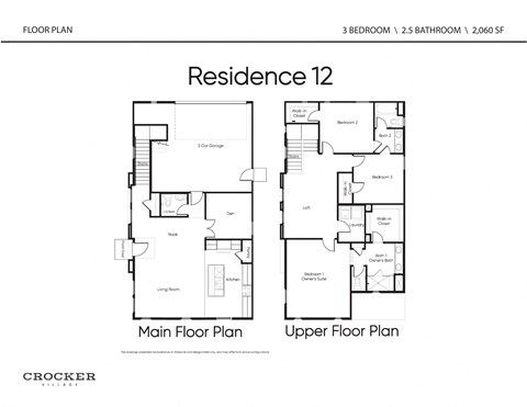 a floor plan of the residence 12 floor plan and upper floor plan
